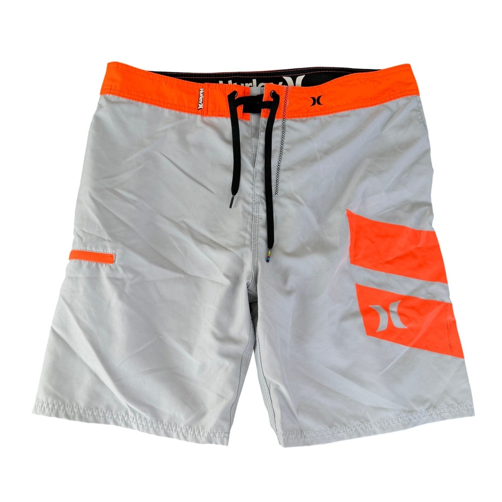 Hurley Gray and Orange Men Swim Board Shorts